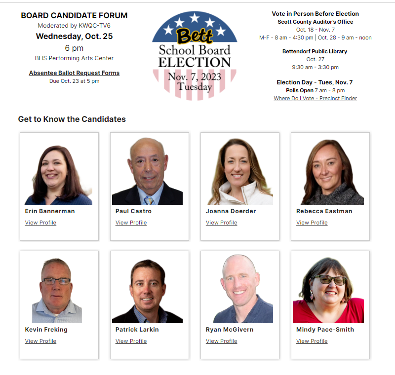 School Board Election Nov. 7 Bettendorf Community School District